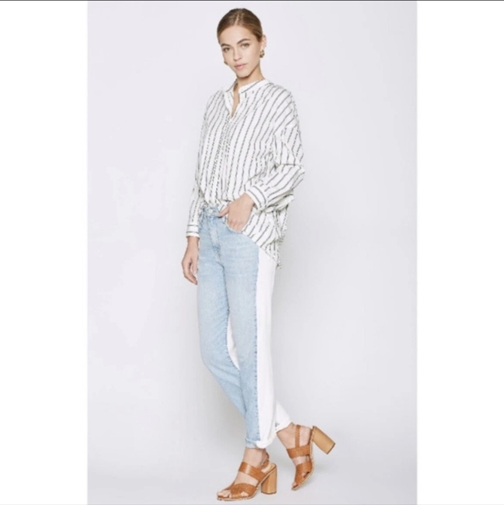 JOIE Ace Vice Versa Contrast 2 Tone High Rise Straight Ankle Jean Sz 27(30) X26"